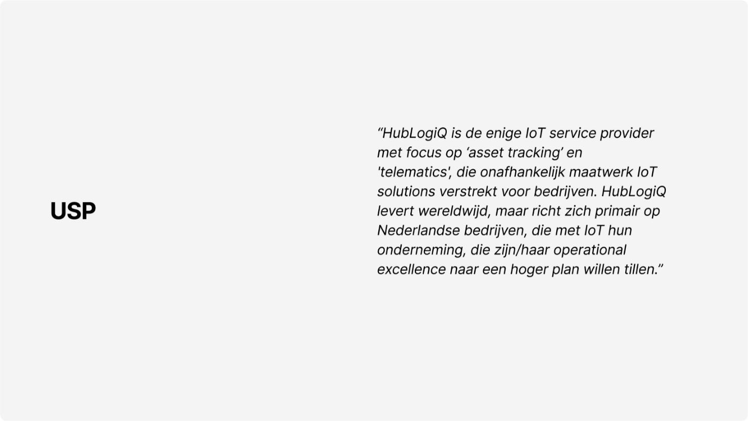 Pagina 3 uit het merkdocument van HubLogiQ