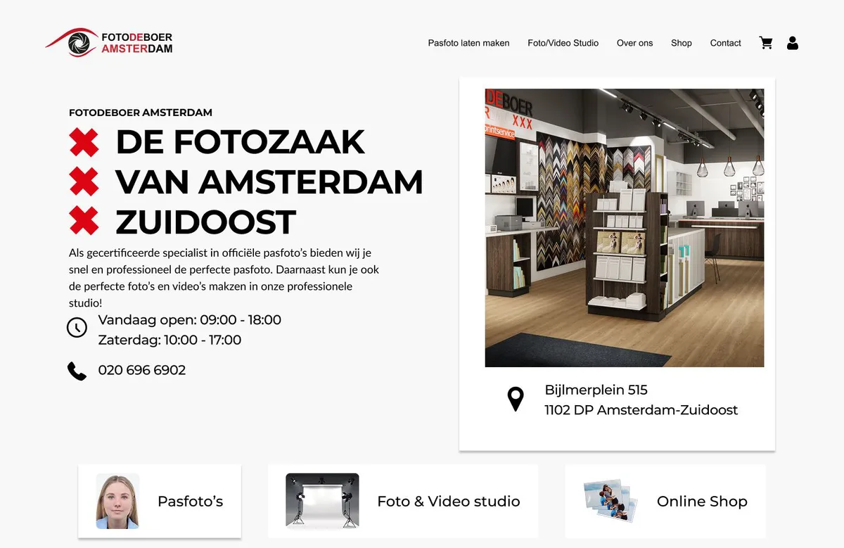 Website van Foto de Boer Amsterdam